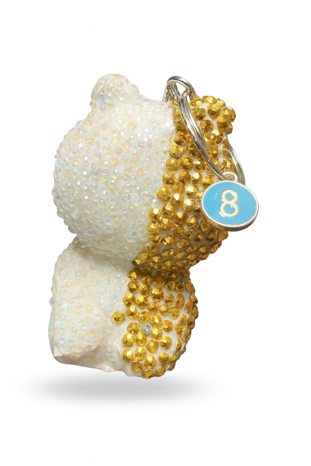 earyHuff - Champagne Handcrafted Rhinestone Bear Keychain with Unique Design and Sparkling Gold Accents